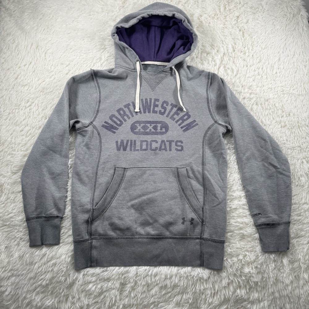 Northwestern Wildcats Under Armour Legacy Sweater Mens Small Loose Gray Hoodie‎